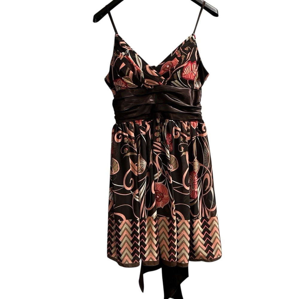 Vintage Y2K Studio Y Dress Brown Floral Babydoll Midi 13/14 Hoco Event Party